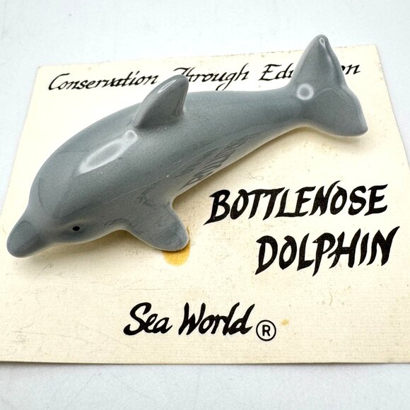 Set Of 7 Dolphin Figurines Glass Stone Resin Vtg Sea World Bottlenose - Picture 7 of 14